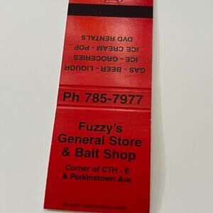 Fuzzy's General Store & Bait Shop Medford WI Vintage Matchbook Cover TB6-MB2-1